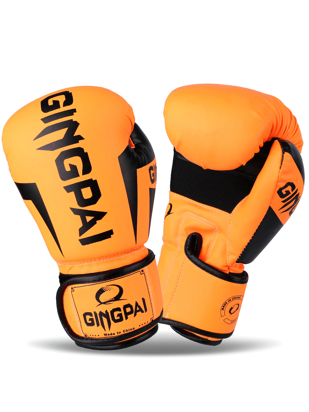 Bright orange breathable boxing gloves for MMA, Muay Thai, and karate, suitable for sparring, training, and competitions.